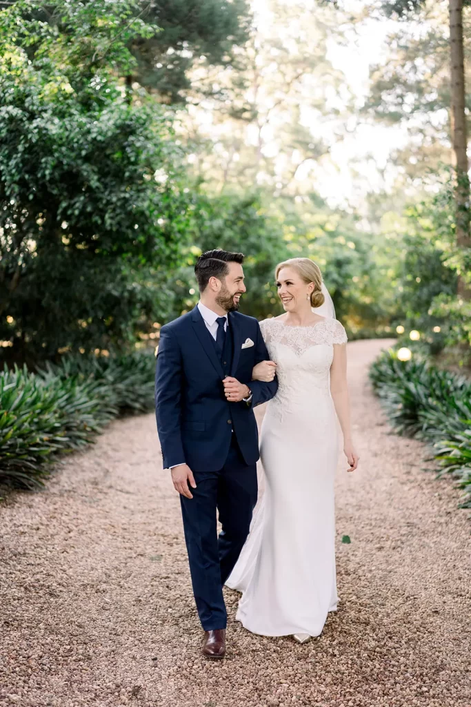 the driveway at gabbinbar homestead wedding couple bride