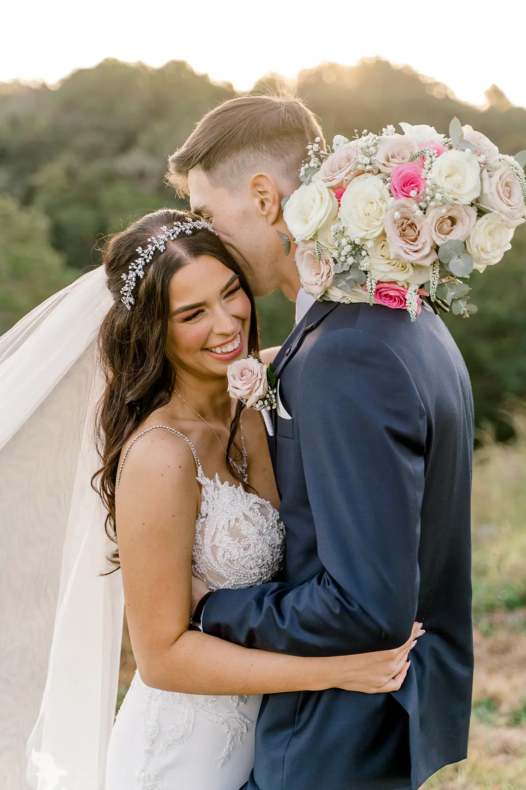 Couple shares first dance under fairy‑lit fig tree at Gabbinbar Homestead, storytelling image by Queensland wedding pros.