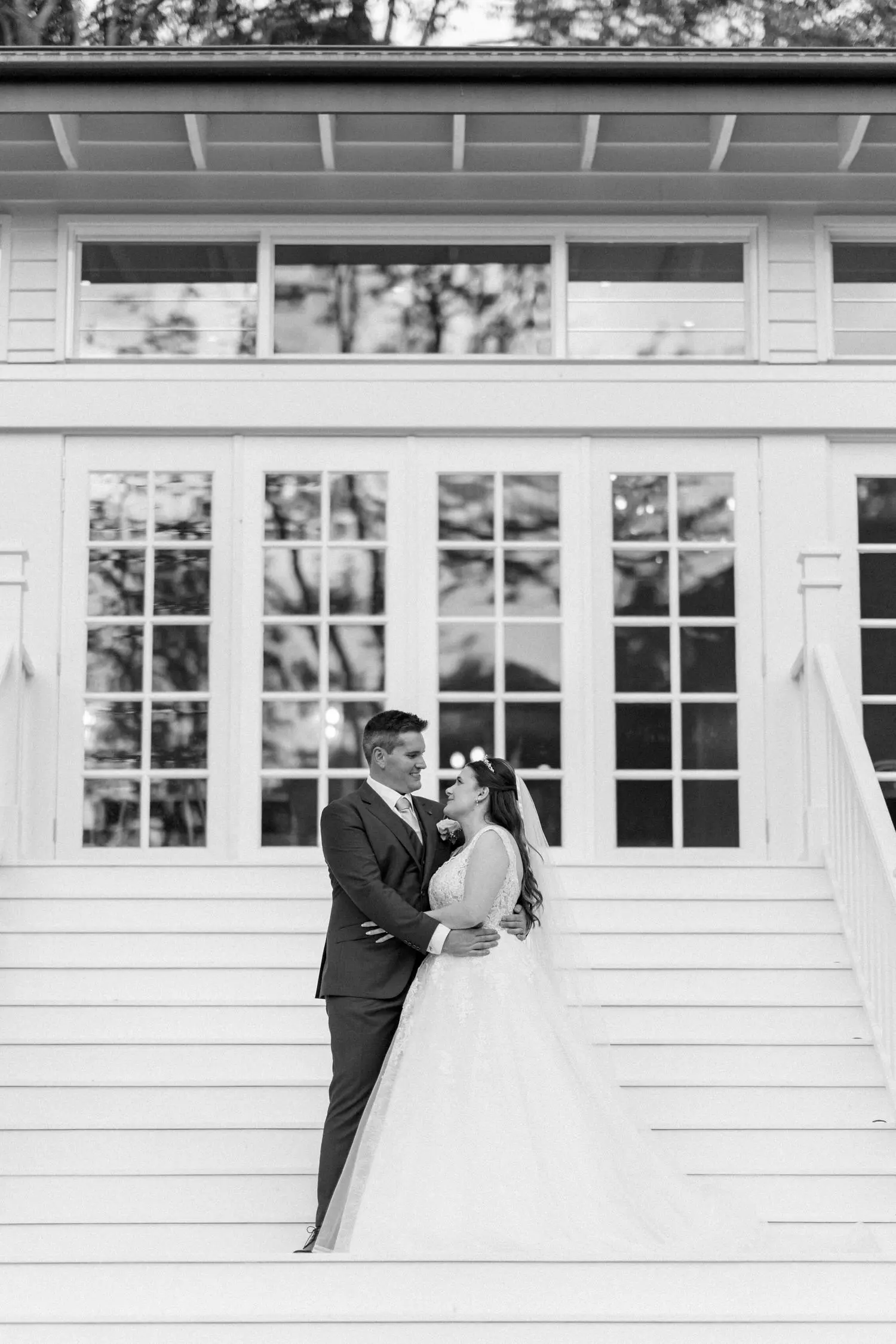 Kwila lodge wedding venue staircase black and white